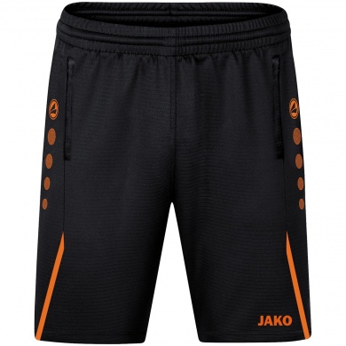 JAKO Training Pants (Short) Challenge - Double-Stretch-Knit, Side Pockets with Zipper - black/orange Boys